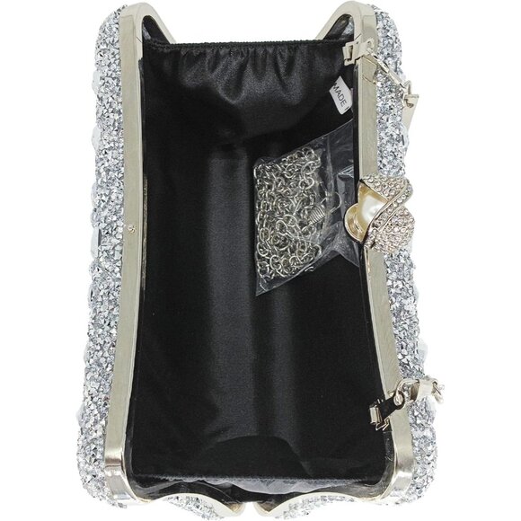 Rhinestone Clutch Purses for Women Evening Wedding Bag with Round Pearl Clasp - Picture 5 of 7